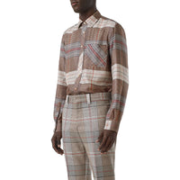 Chemise classique en sergé de soie check - Buttermilk Check