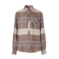 Chemise classique en sergé de soie check - Buttermilk Check