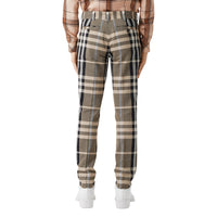 Pantalon de costume slim en coton technique check - Dusty Sand