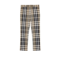 Pantalon de costume slim en coton technique check - Dusty Sand