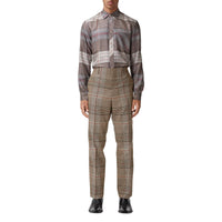 Pantalon de costume en laine check - Beige
