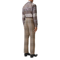 Pantalon de costume en laine check - Beige