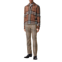 Pantalon de costume en laine check - Beige