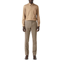 Pantalon de costume en laine et soie check Prince de Galles - Dusty Caramel Check