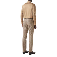 Pantalon de costume en laine et soie check Prince de Galles - Dusty Caramel Check
