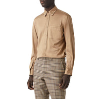 Pantalon de costume en laine et soie check Prince de Galles - Dusty Caramel Check
