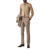 Pantalon de costume en laine et soie check Prince de Galles - Dusty Caramel Check