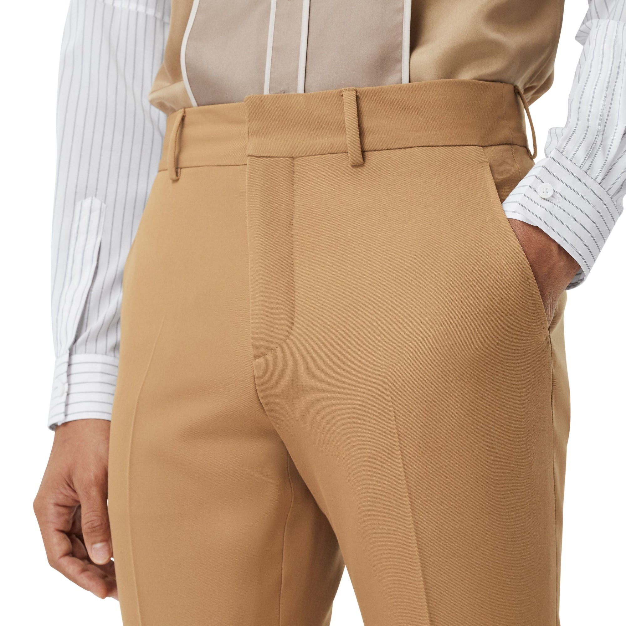 Pantalon de costume en sergé de laine - Dark Tan