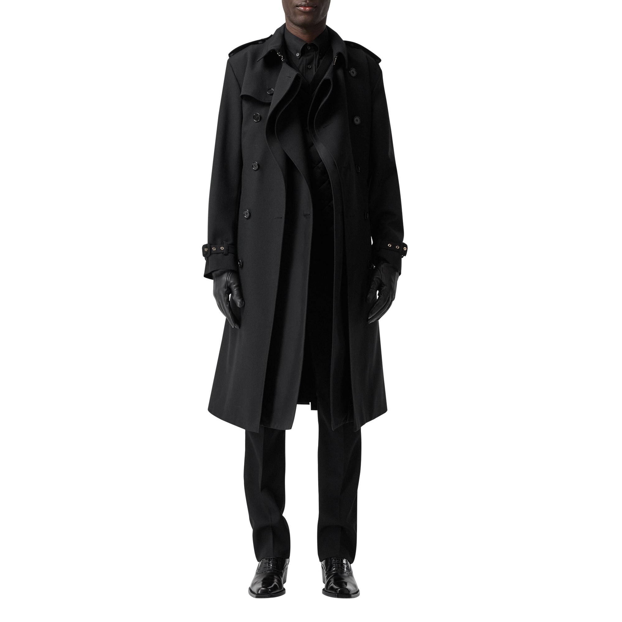 Trench à pli en sergé de laine - Black