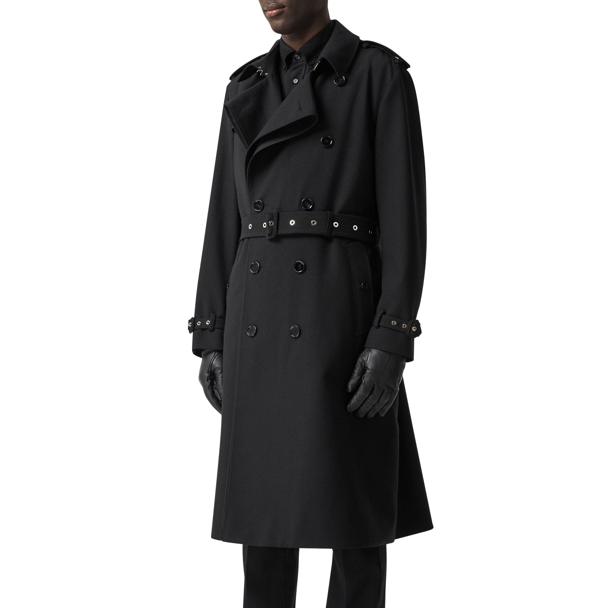 Trench à pli en sergé de laine - Black