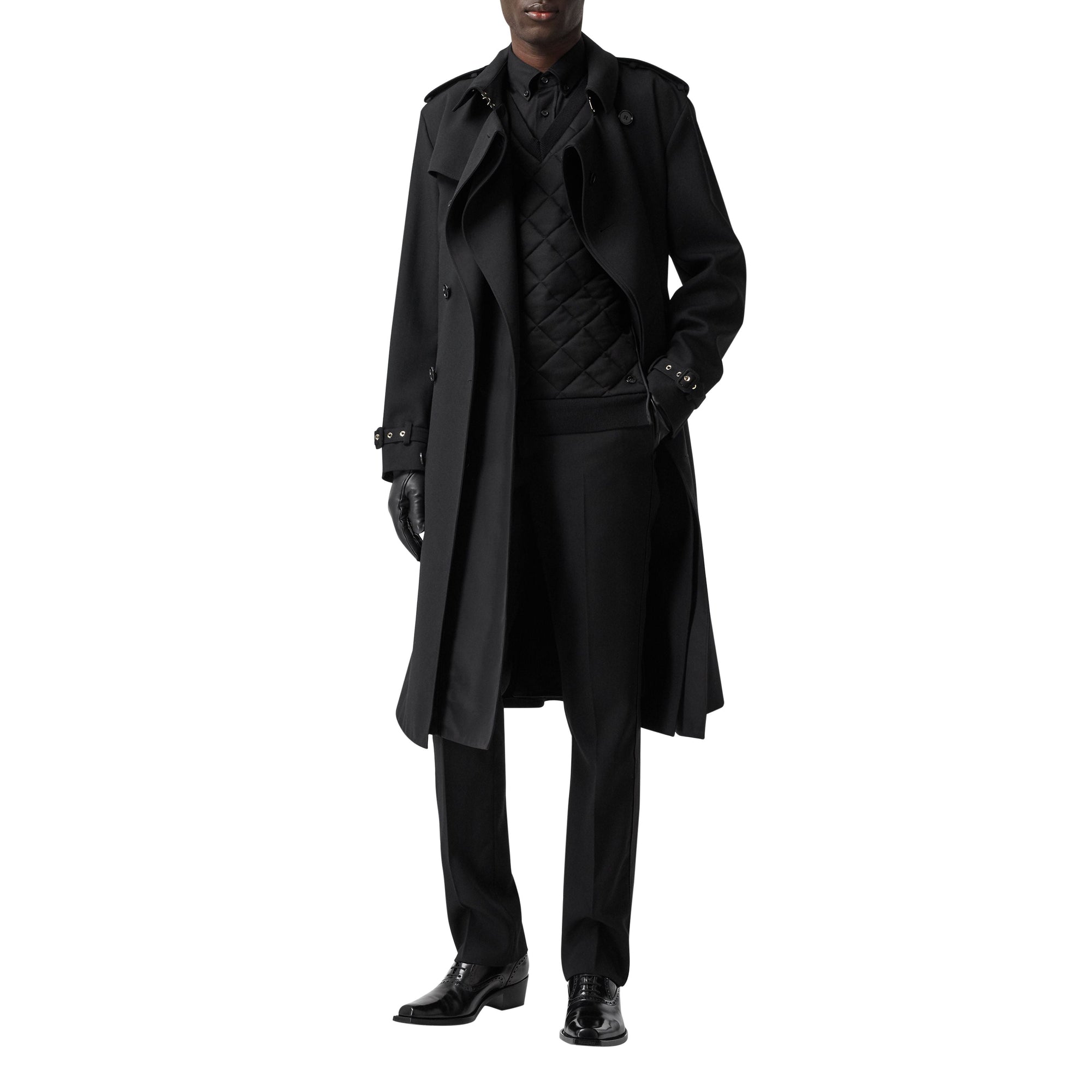 Trench à pli en sergé de laine - Black