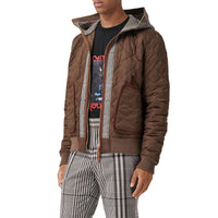 Veste à capuche matelassée avec check - Brown