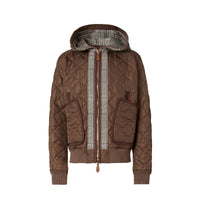 Veste à capuche matelassée avec check - Brown