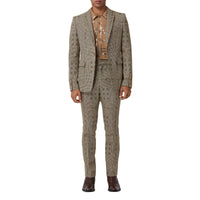 Veste de costume en laine et lamé check - Brown
