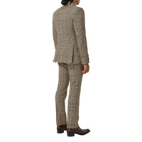 Veste de costume en laine et lamé check - Brown