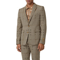 Veste de costume en laine et lamé check - Brown