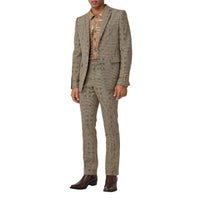 Veste de costume en laine et lamé check - Brown