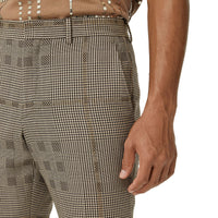 Pantalon de costume en laine et lamé check - Brown