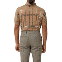 Pantalon de costume en laine et lamé check - Brown