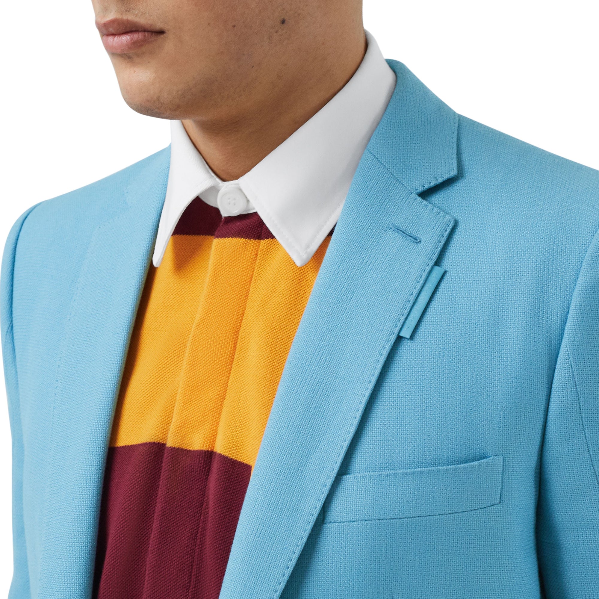 Veste de costume en laine et ramie - Blue Topaz