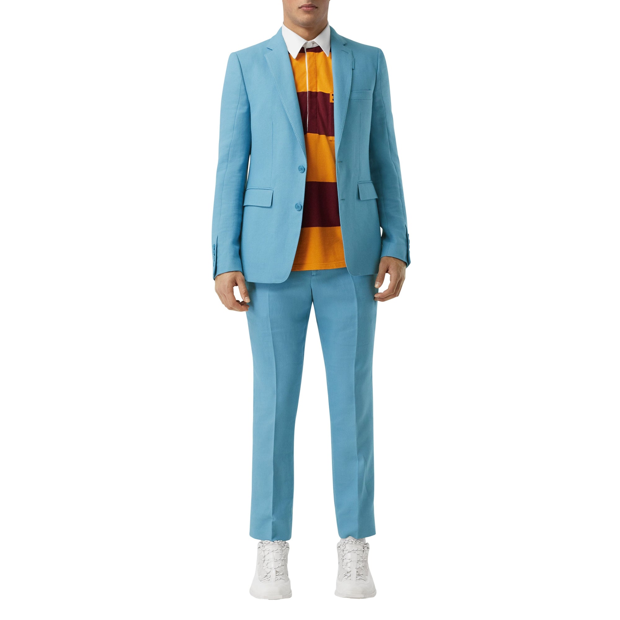 Veste de costume en laine et ramie - Blue Topaz