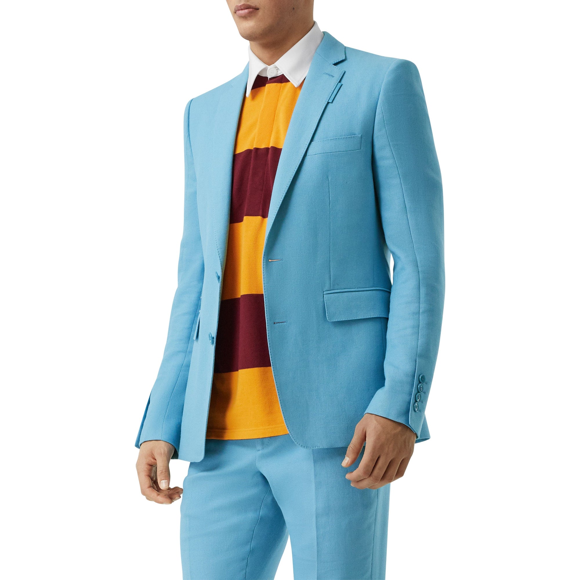 Veste de costume en laine et ramie - Blue Topaz