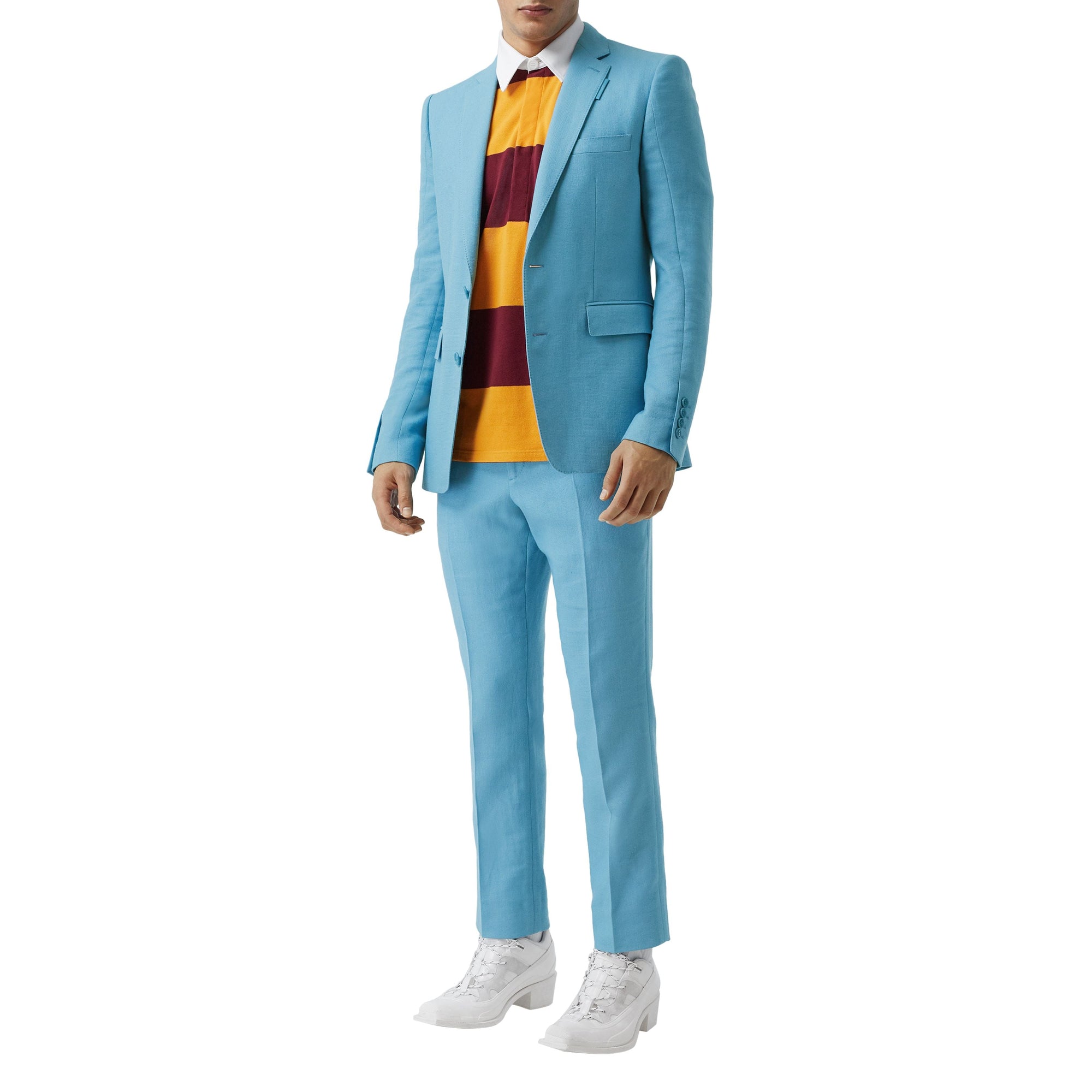 Veste de costume en laine et ramie - Blue Topaz
