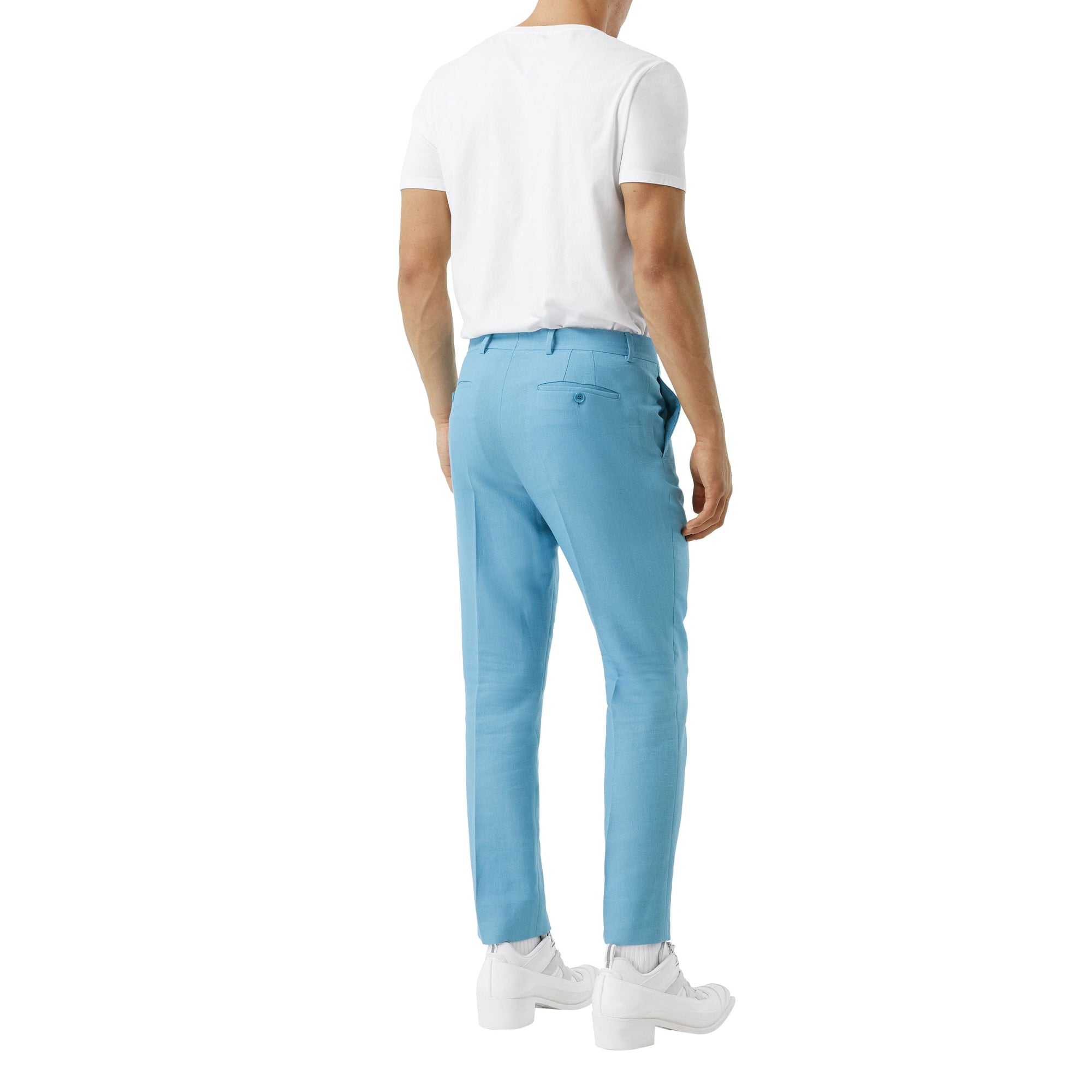 Pantalon de costume en laine et ramie - Blue Topaz