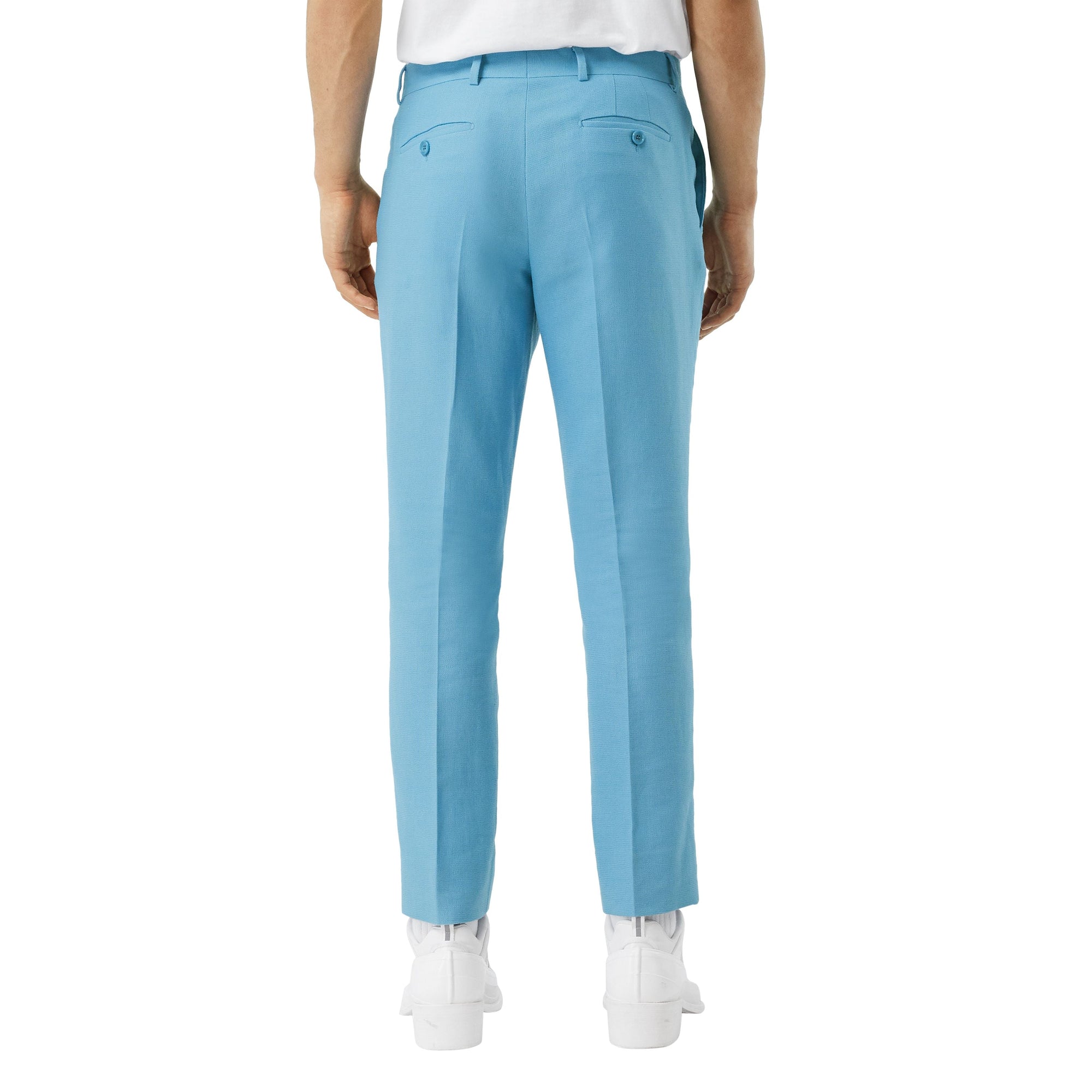 Pantalon de costume en laine et ramie - Blue Topaz