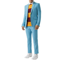 Pantalon de costume en laine et ramie - Blue Topaz
