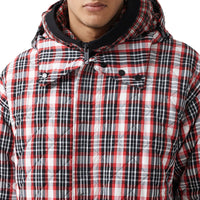 Parka matelassée en nylon check avec découpe - Bright Red Check
