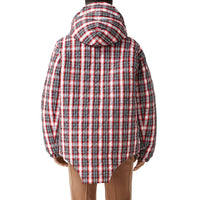 Parka matelassée en nylon check avec découpe - Bright Red Check
