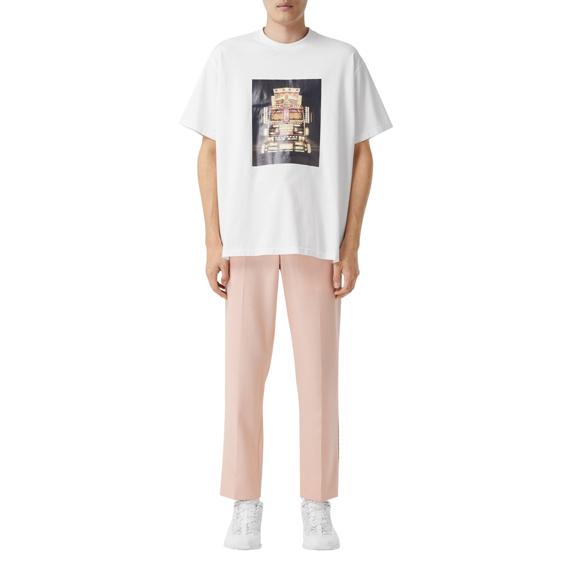 Pantalon de costume en sergé de laine à bandes check - Blush Pink