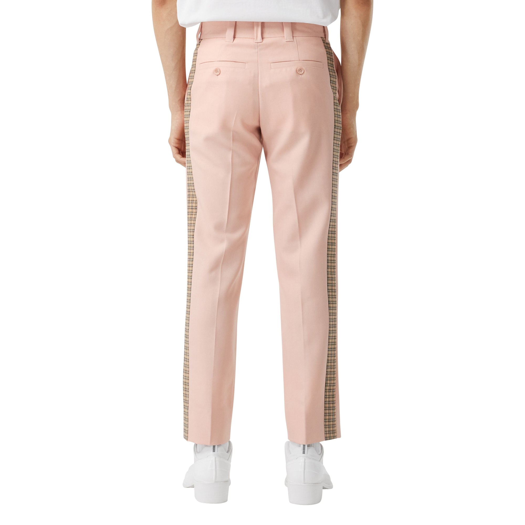 Pantalon de costume en sergé de laine à bandes check - Blush Pink