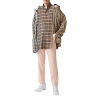 Pantalon de costume en sergé de laine à bandes check - Blush Pink