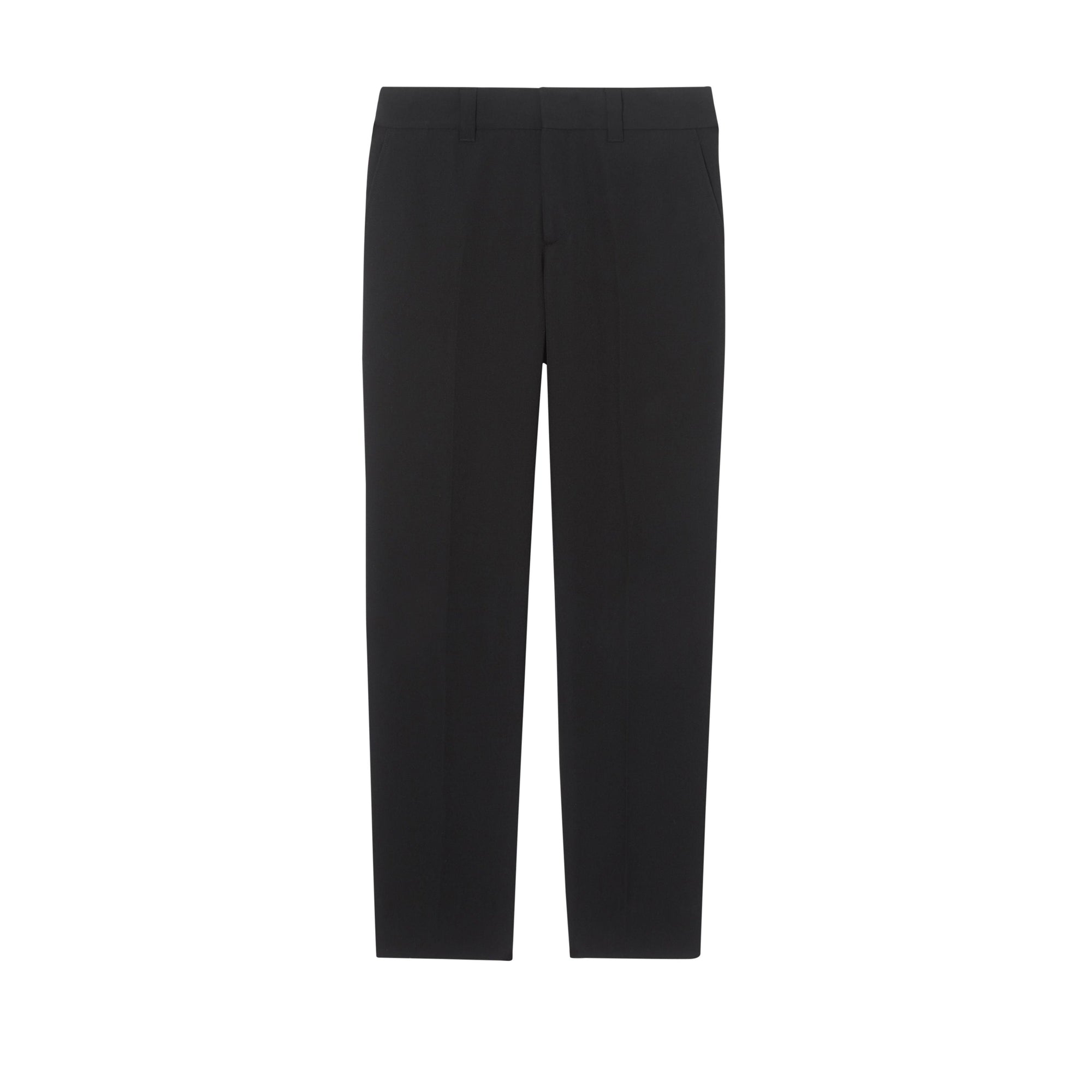Pantalon de costume en laine à bandes latérales en cuir d'agneau - Black