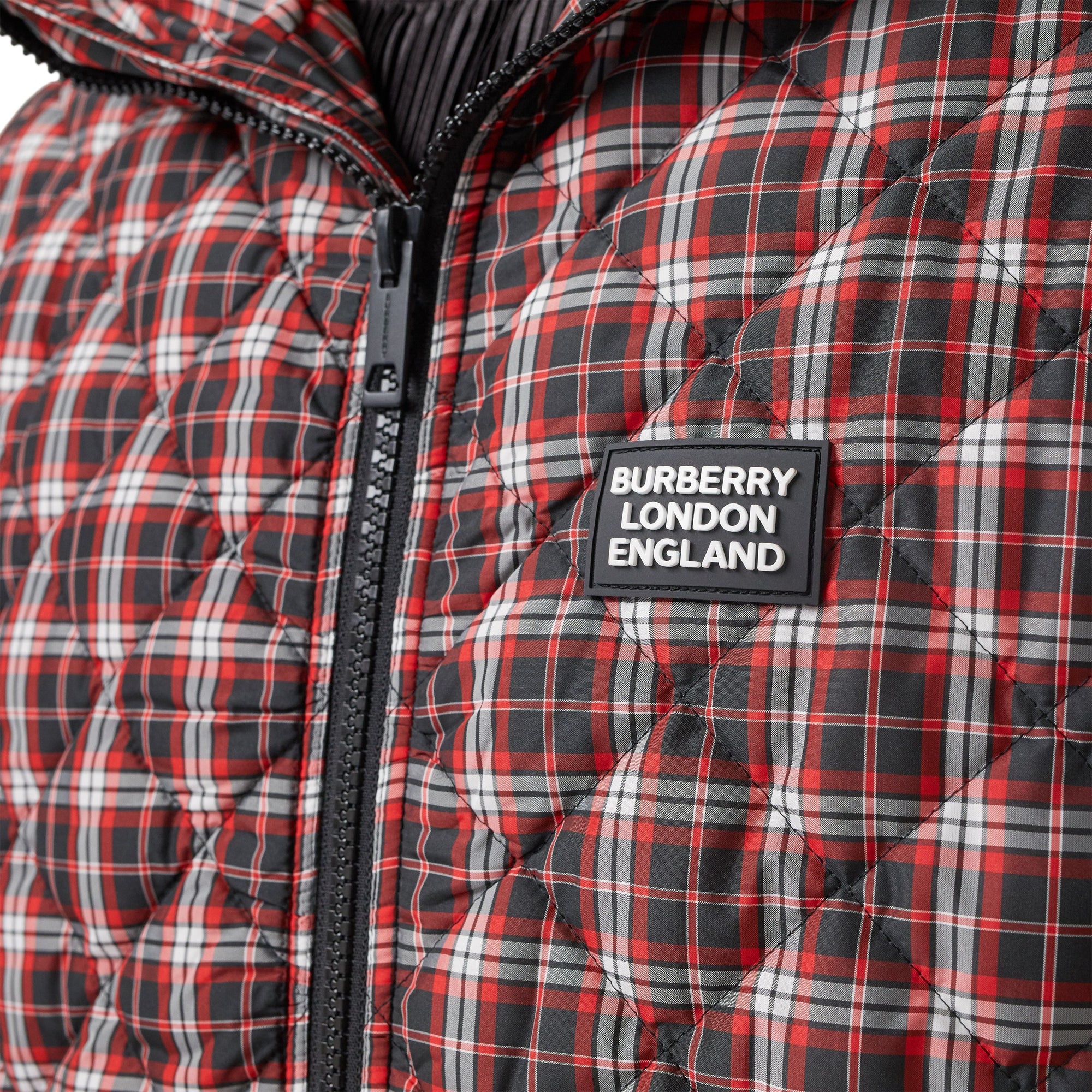 Vest à capuche matelassée - Bright Red Check