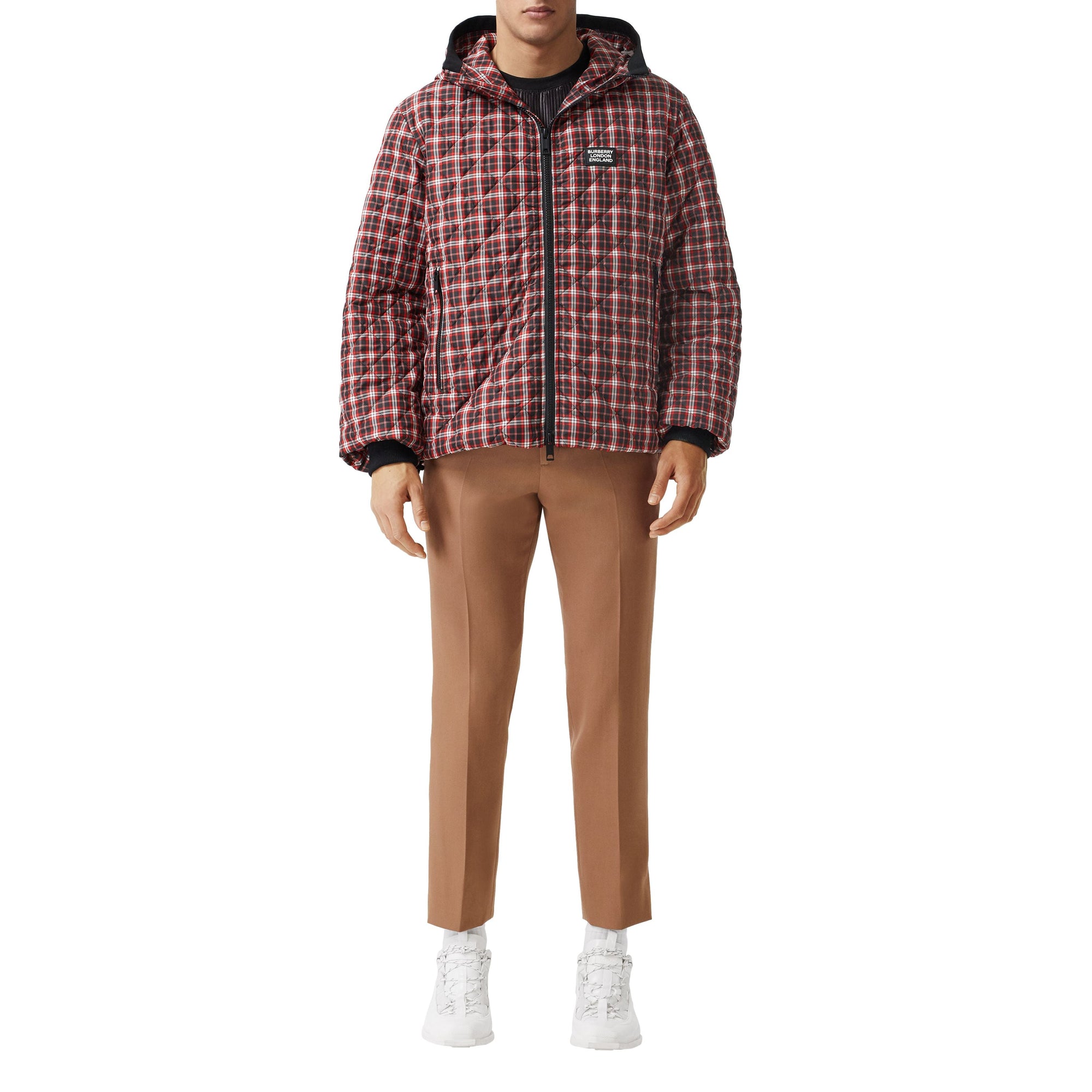 Vest à capuche matelassée - Bright Red Check