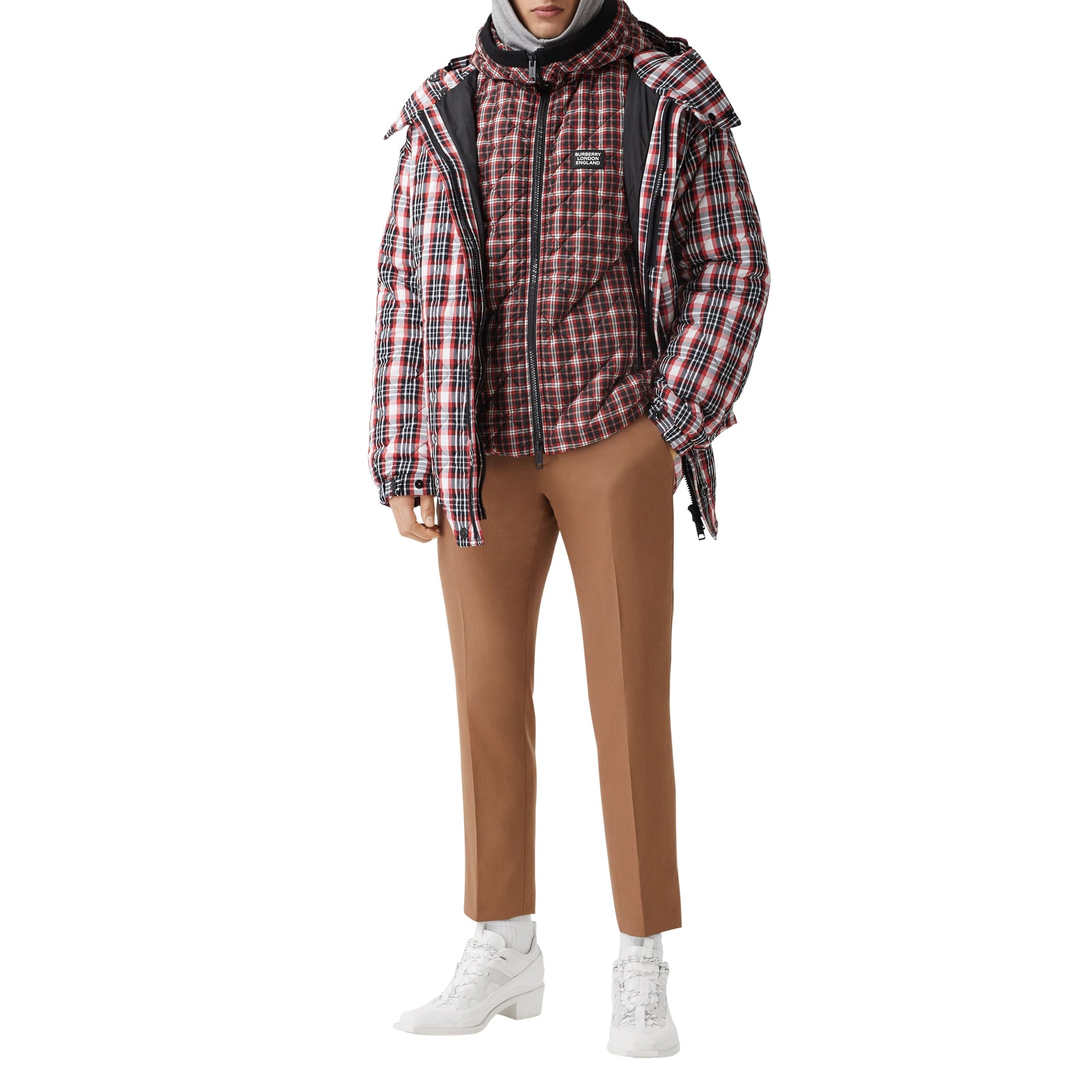 Vest à capuche matelassée - Bright Red Check