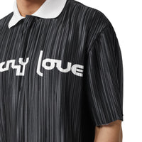 Polo plissé en satin avec slogan - Black
