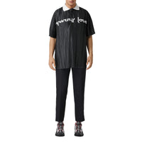Polo plissé en satin avec slogan - Black