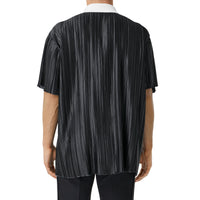 Polo plissé en satin avec slogan - Black