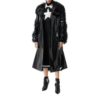 Trench en vinyle avec shearling - Black