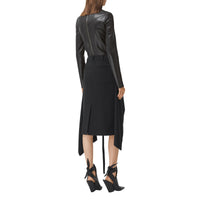 Haut à col montant en cuir d'agneau stretch - Black