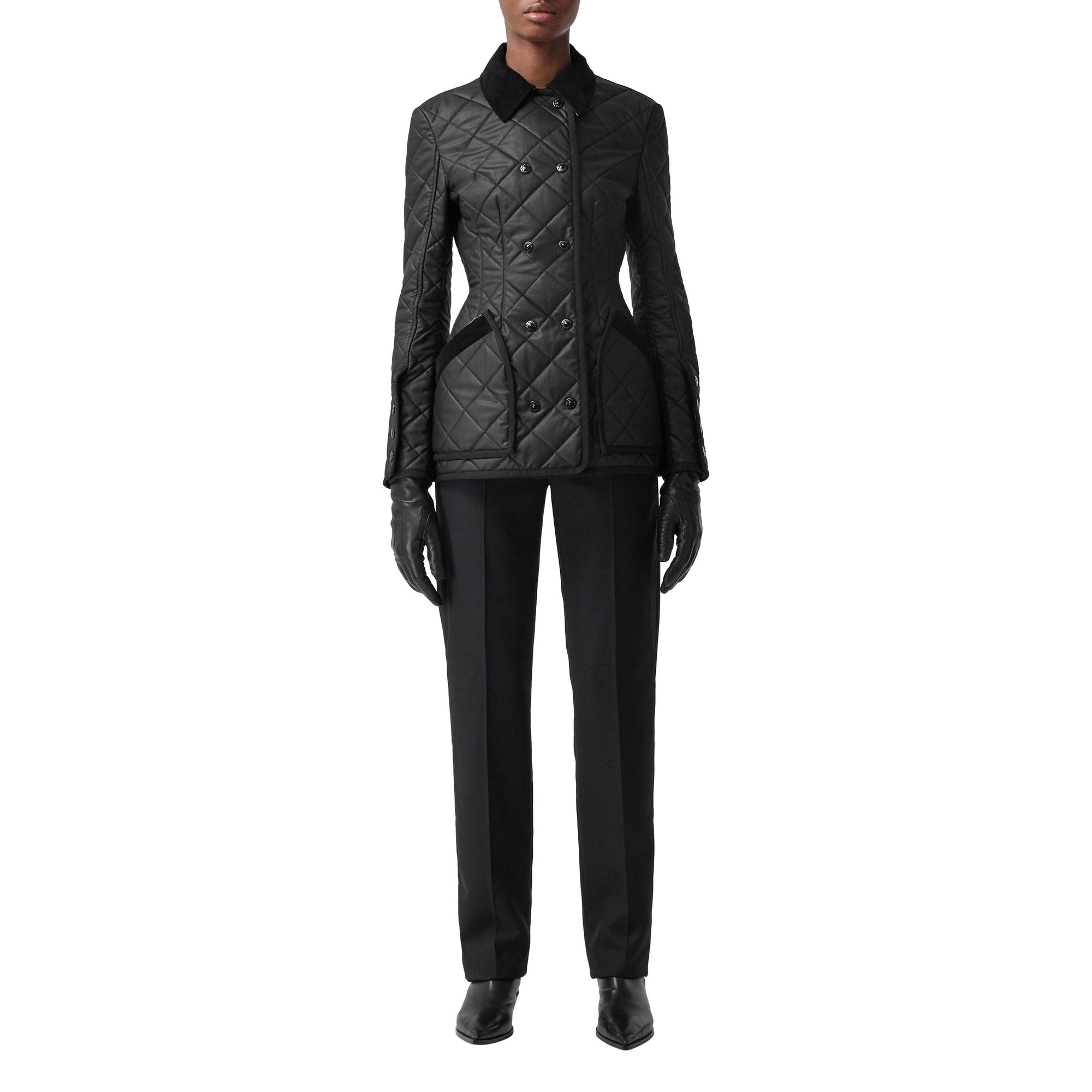 Veste d'équitation matelassée en coton ciré - Black