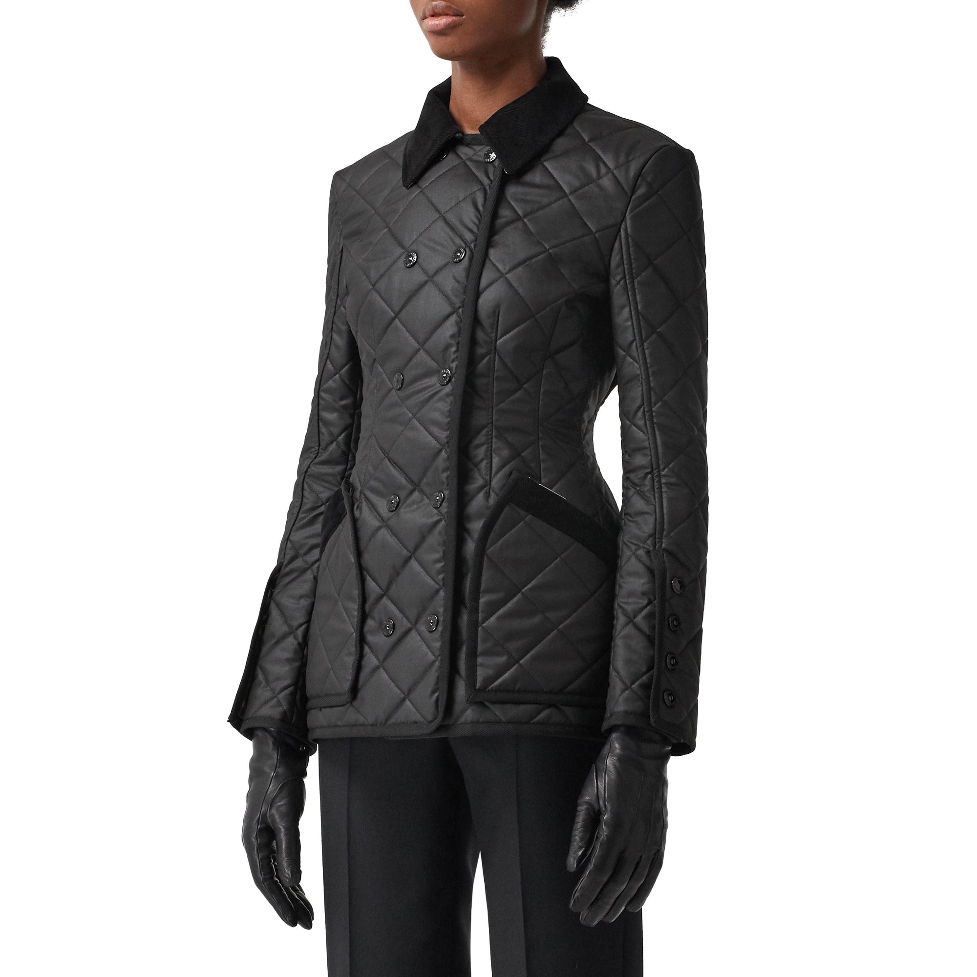 Veste d'équitation matelassée en coton ciré - Black