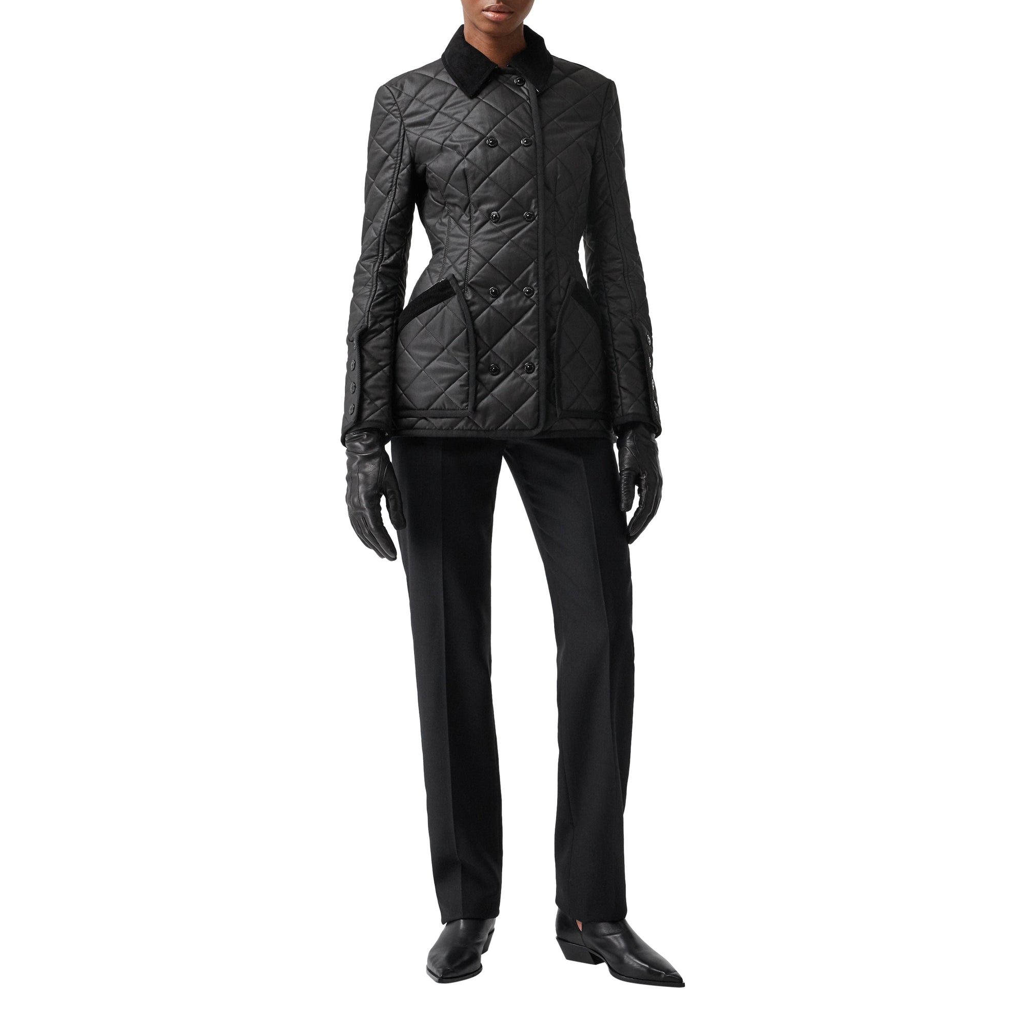Veste d'équitation matelassée en coton ciré - Black
