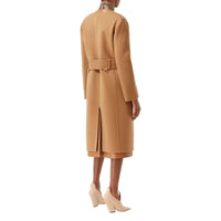 Manteau portefeuille en cachemire double face et cuir d'agneau - Camel