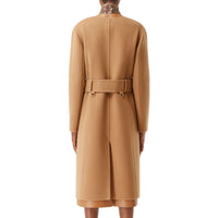 Manteau portefeuille en cachemire double face et cuir d'agneau - Camel