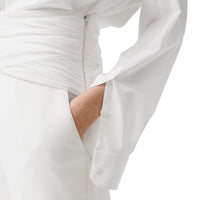 Pantalon tailleur en laine technique avec ceinture - Optic White